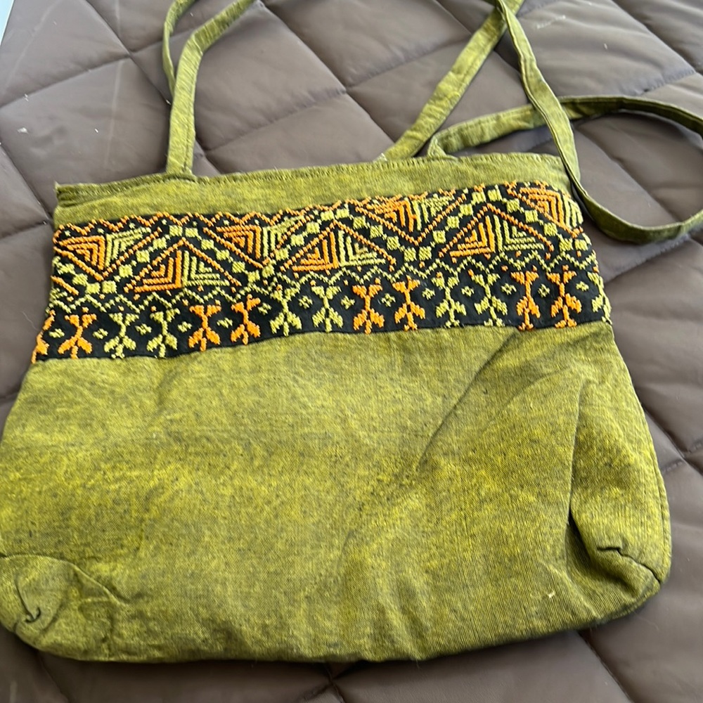 Bedouin embroidered shoulder bag.Green. Handmade